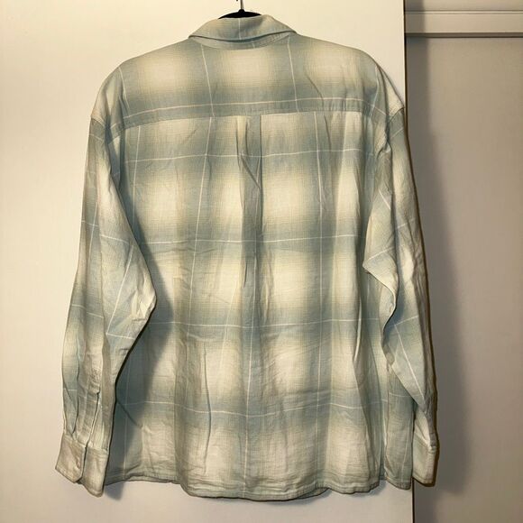 Levi’s XL Light Blue White Plaid Flannel Mens Button Down Long Sleeve Shirt EUC - Picture 6 of 10